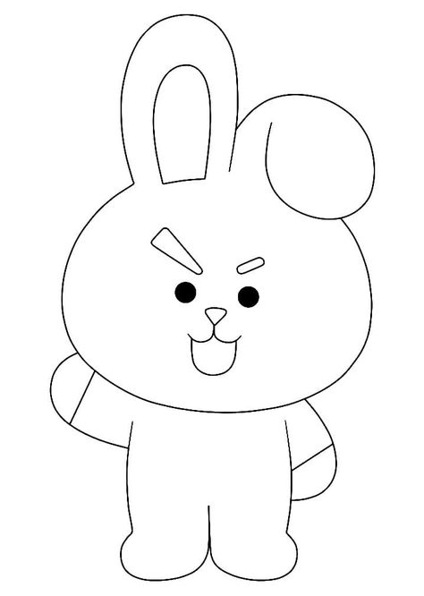 Happy Cooky BT21 coloring page Bt21 Cooky Drawing, Cooky Drawing Bt21, Bt21 Coloring Pages Printable, Cooky Bt21 Drawing, Bt21 Coloring Pages, Cookie Bt21, Cooky Bt21, Chibi Coloring Pages, Embroider Ideas