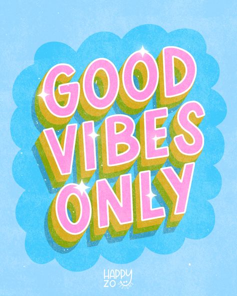 Bright hand lettered rainbow pastel colourful design of the quote ‘Good Vibes Only’. Good energy, positivity, positive vibes, happy quotes, spread positivity, positive energy, positive quotes, happy quotes, hand lettering, digital lettering, procreate lettering, procreate design. Quotes Hand Lettering, Quote Good Vibes, Typography Quotes Inspirational, Preppy Quotes, Summer Typography, Lettering Procreate, Pastel Quotes, Digital Lettering, Energy Positive