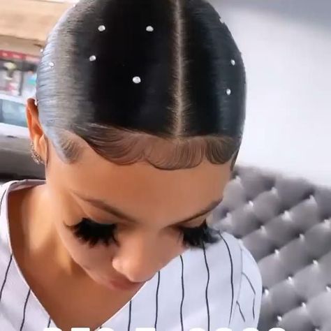 Diamond Braided Ponytail, Ponytail With Diamonds In Hair, Braided Ponytail With Diamonds, Slick Back Ponytail With Diamonds, Hairstyles With Diamonds On Hair, Diamonds On Hair, Braid With Diamonds, Ponytail With Diamonds, Diamond Ponytail