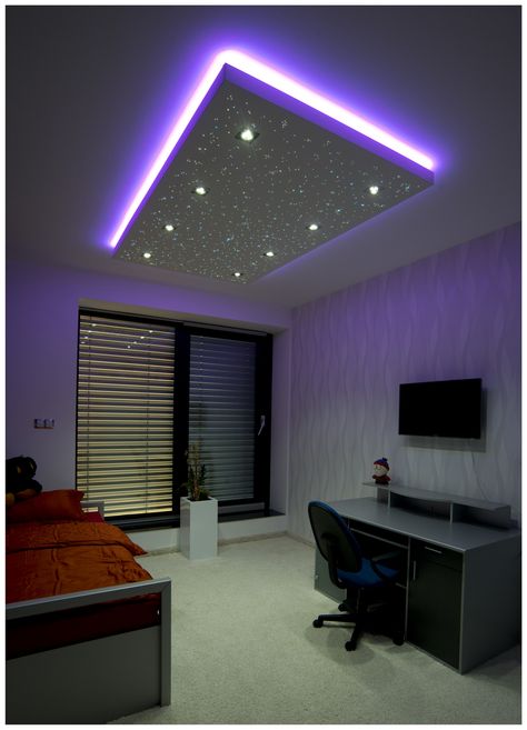 Starry sky board consists of end-light fiber optics. Hall Pop, Theater Ceiling, Sensory Space, Simple Ceiling Design, Theater Room Design, Cornice Design, Home Cinema Room, Star Ceiling, Bedroom Decor For Teen Girls