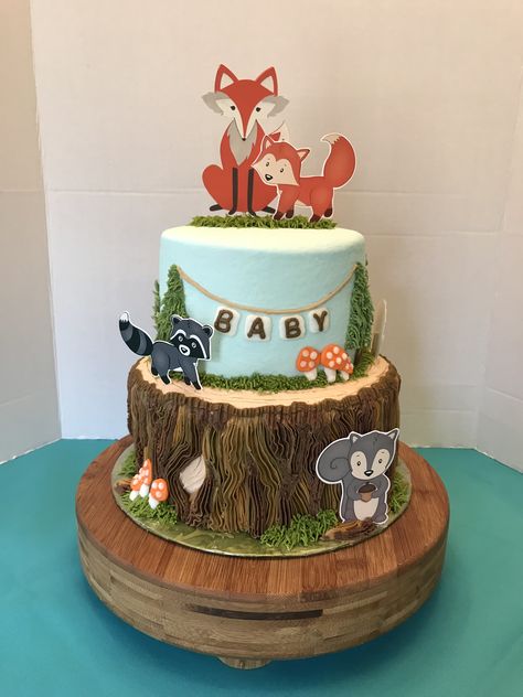 Forest friends baby shower cake Forest Friends Cake, Woodland Cake Baby Shower Boy, Woodland Baby Shower Theme Cake, Forest Baby Shower Cake, Forest Friends Baby Shower Ideas, Woodland Creature Cake, Woodland Themed Cake, Woodlands Cake, Woodland Baby Shower Cake