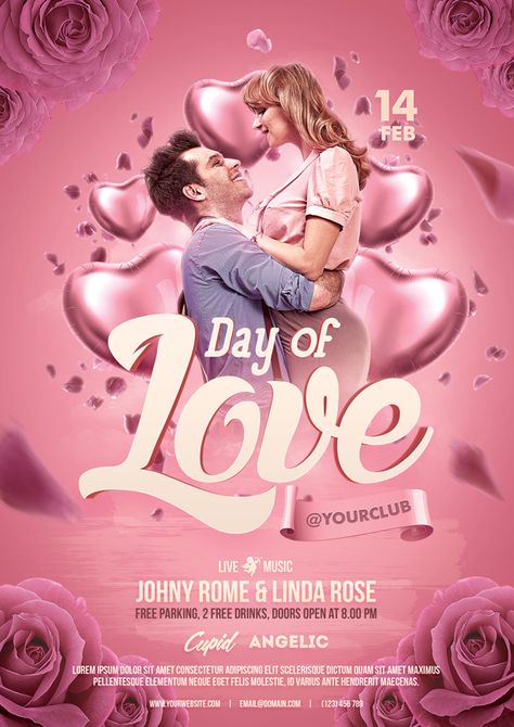 Valentines Day Flyer Template on Behance Valentine Poster Design Creative, Valentine’s Day Flyer, Valentine Poster Graphics, Valentines Pubmat, Valentines Poster Design, Valentines Day Poster Design Graphics, Valentine Advertising, Valentines Day Ads, Valentines Day Poster Design