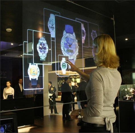 holographic rear projection film for window shop display ,transparent grey and white color all are available Interactive Touch Screen, Digital Retail, Touch Screen Design, Retail Technology, Touch Screen Interface, Interactive Museum, Bedroom Minimalist, Games Design, Interactive Installation