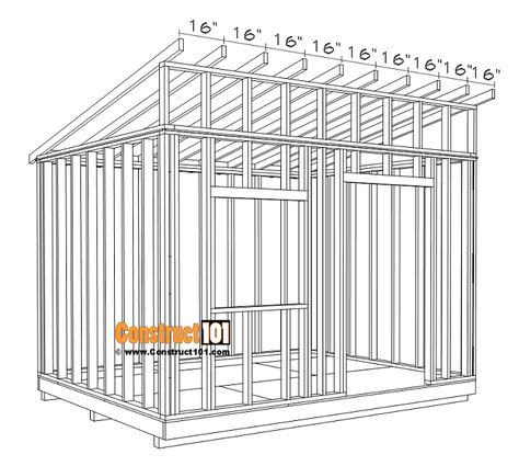 Large 10x12 Lean To Shed Plans |Free DIY Projects - Construct101 10x12 Shed, 8x12 Shed Plans, Small Shed Plans, 10x12 Shed Plans, Diy Storage Shed Plans, Building A Storage Shed, Shed Blueprints, Pool Cabanas, Boat Docks