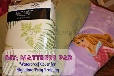 DIY Waterproof Mattress Pad Cover made with flannel sheets, a  vinyl tablecloth, and and fleece Diy Mattress Pad, Nighttime Potty Training, Diy Mattress, Waterproof Mattress Cover, Toddler Potty Training, Mattress Pad Cover, Potty Training Tips, Bed Pads, Vinyl Tablecloth