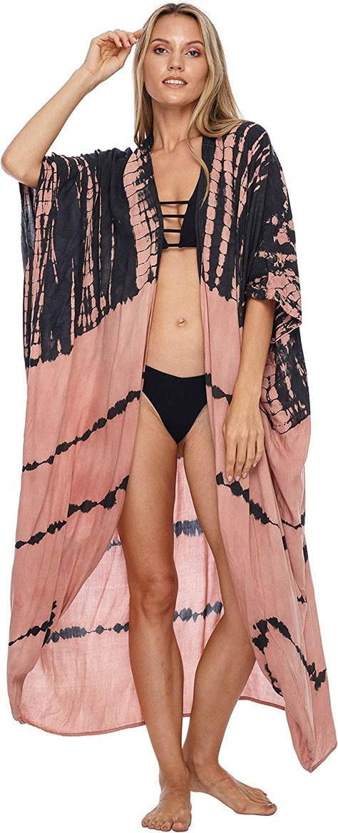 SHU-SHI Womens Loose Kimono Oversized Cardigan Casual Tie Dye Beach Coverups Long Kimono Cardigan, Beach Coverups, Loose Kimono, Tie Dye Swimsuit, Plus Size Kimono, Resort Wear For Women, Women Tie, Cardigan Casual, Kimono Pattern