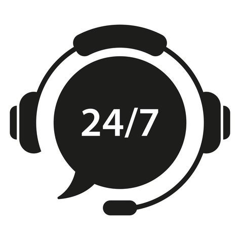 Support Customer 24 7 Silhouette Icon. Help Service Call Center Logo. Headphone with Bubble Around the Clock Hotline Concept. Telephone Center for Help Customers Sign. Isolated Vector Illustration. Call Center Logo Design, Call Center Logo, Call Center Design, Call Icon, Call Logo, Support Icon, Support Logo, 7 Logo, Paul Walker Quotes