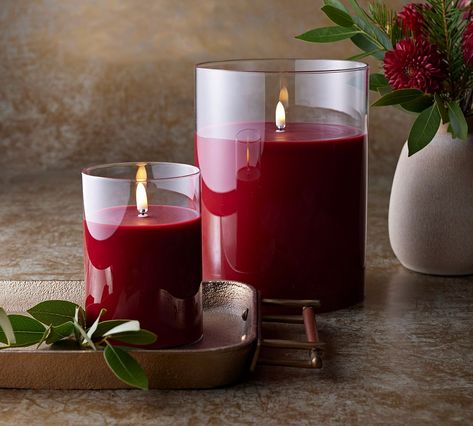 Candle Pottery, Decorating With Red, Pottery Barn Christmas Decor, Cranberry Candles, Faux Christmas Trees, Pottery Barn Christmas, Candle Dressing, Plastic Container, Red Candles