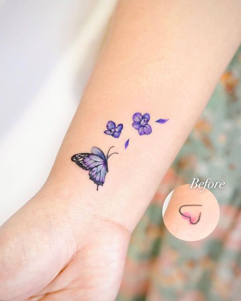 15 Best Butterfly Tattoos for Women to Inspire You Best Butterfly Tattoos, Shoulder Tattoo Quotes, Unique Hand Tattoos, Purple Butterfly Tattoo, Butterfly Tattoos On Arm, Minimal Tattoo Designs, Tattoo Design For Hand, Minimal Tattoo Ideas, Cool Wrist Tattoos