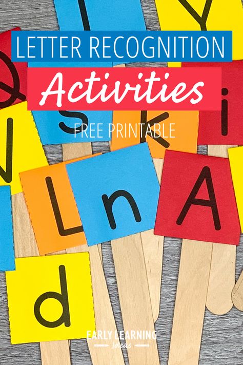 Letter Naming Activities Kindergarten, Letter Sounds And Recognition Activities, Play Based Letter Activities, Free Alphabet Games Letter Recognition, Name Letter Matching Preschool, Diy Alphabet Learning Games, Identify Letters Preschool, Letter Name Recognition Activities, Literacy Letter Activities Preschool