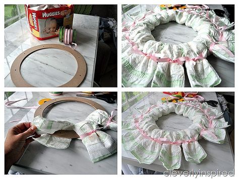 Diaper Wreath Diy, Boy Baby Shower Centerpieces, Baby Bouquet, Baby Shower Wreath, Classy Baby Shower, Diaper Wreath, Diy Baby Blanket, Diy Baby Shower Decorations