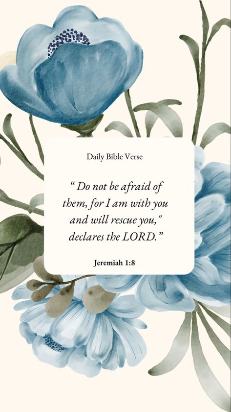 𝐁𝐢𝐛𝐥𝐞 𝐕𝐞𝐫𝐬𝐞 𝐄𝐧𝐜𝐨𝐮𝐫𝐚𝐠𝐞𝐦𝐞𝐧𝐭 ✝️ Jeremiah 1:8 “Do not be afraid of them, for I am with you and will rescue you," declares the LORD." Jeremiah Bible Verses, Mark 10:9, Do Not Be Afraid Bible, Heavenly Pictures, Bible Verse Encouragement, Positive Bible Verses, Verse Encouragement, Bible Blessings, Grateful Quotes