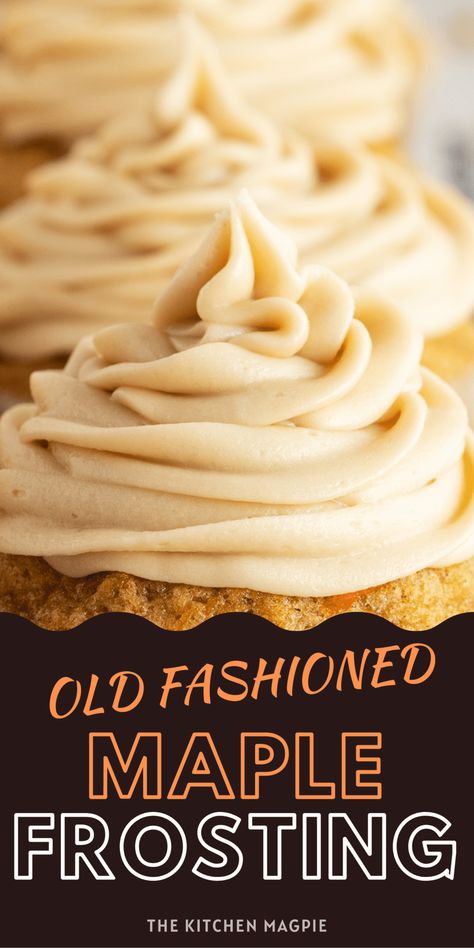 Maple Syrup Frosting Recipe, Maple Cream Frosting, Maple Ganache Recipe, Maple Ganache, Maple Topping, Maple Syrup Frosting, Maple Frosting Recipe, Maple Buttercream Frosting, Maple Muffins