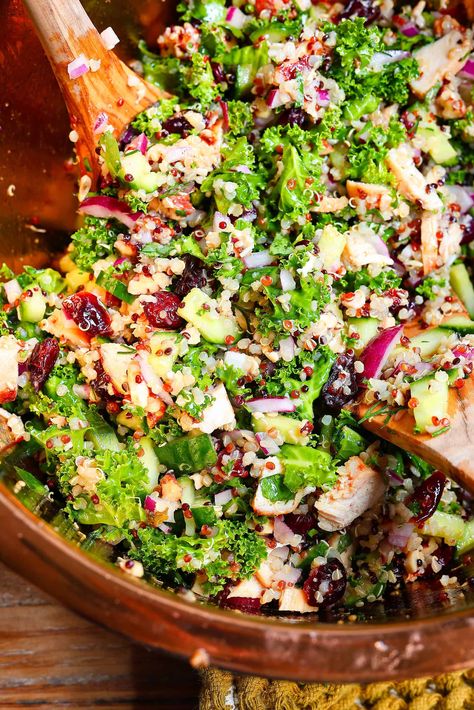 Quinoa Salad With Chicken, Healthy Elizabeth, Kale And Quinoa Salad, Chicken And Quinoa, Carrot Raisin Salad, Kale And Quinoa, Beans And Sausage, Salad With Chicken, Pecan Chicken