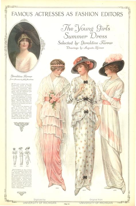 1914 Fashion, Fashion Through The Decades, Ladies Home Journal, 1900s Fashion, 1910s Fashion, Home Journal, 20th Century Fashion, Edwardian Dress, 흑백 그림