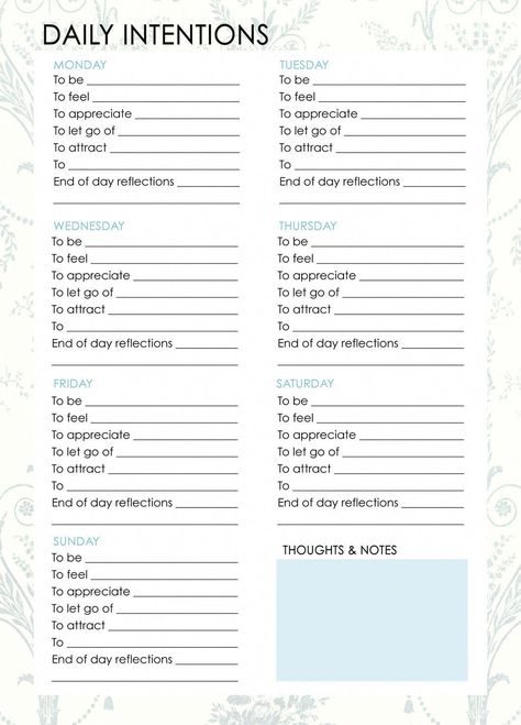 Set your intentions daily for the next four weeks with these daily intention cards! Daily Intentions List, Ifrane Morocco, Importance Of Self Care, Daily Intentions, Bullet Journal Mood Tracker, Healing Journaling, Life Binder, Writing Therapy, Planner Pdf