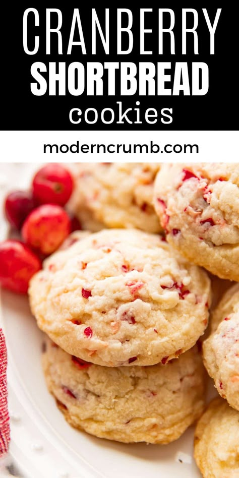 These buttery cranberry shortbread cookies are such a delight. A crumbly shortbread style cookie filled with pieces of fresh cranberries. Fresh Cranberry Recipes Baking, Cranberry Shortbread Cookies, Fresh Cranberry Recipes, Cranberry Shortbread, Basic Muffin Recipe, Christmas Recipes Appetizers, Shortbread Cookie Recipe, Cranberry Cookies, Shortbread Recipes