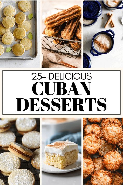 Explore the sweet flavors of Cuba with this curated collection of 25+ Cuban Dessert Recipes! Browse through traditional favorites like Tres Leches Cake and Flan Cubano to delightful pastries like Pastelitos de Guayaba and Churros Cubanos to find inspiration for your next bake! Cuban Themed Cake, Cuban Dessert Recipes, Cuban Desserts Easy, Cuban Desserts Authentic, Cuban Deserts, Carribean Desserts, Cuban Pastelitos, Cuban Cake, Cuban Pastries