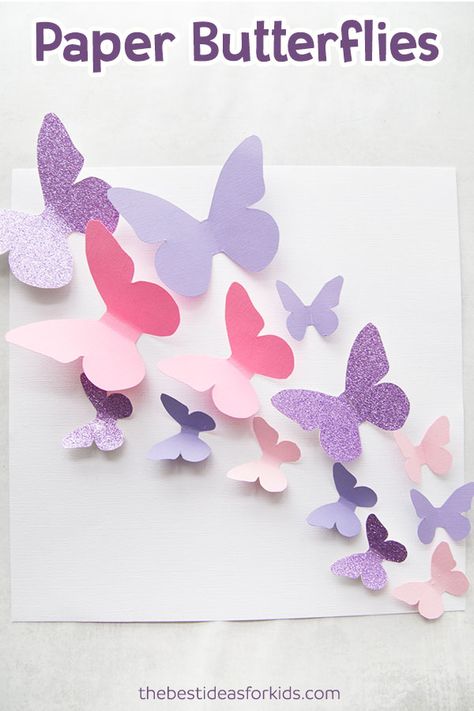 Get this free butterfly template to make a beautiful butterfly display! This paper butterfly craft is so fun to make! Paper Butterfly, Paper Butterfly Wall Art, Paper Butterfly DIY, Paper Butterfly Template, Butterfly Template Printable. #bestideasforkids #spring #butterfly #kidscraft #craft #diy  via @bestideaskids Butterfly Wall Art Diy, Paper Butterfly Crafts, Diy Paper Butterfly, Diy Spring Crafts, Butterfly Template, Origami Butterfly, Spring Crafts For Kids, Handprint Craft, Paper Butterfly