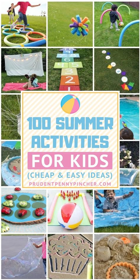 100 Cheap and Easy Summer Activities for Kids #summer #activitesforkids #summergames #backyardgames #games #kidsactivities Easy Summer Activities, Summer Camp Activities, Aktiviti Kanak-kanak, Summer Fun For Kids, Fun Summer Activities, Summer Crafts For Kids, Outdoor Activities For Kids, Backyard Games, Camping Activities