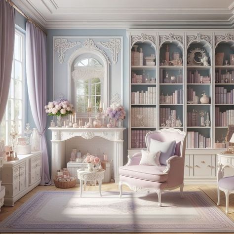 Living Room, Books, Pink, Furniture