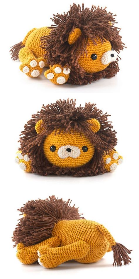 This lion may not be our typical bossy king of the jungle, but for sure he is an adorable king of hearts. Mariska’s pattern is designed in a way that allows you to use any kind of yarn. Use a thicker or thinner one to make a bigger or smaller version of Louie the Lion. Whatever size you decide to make, Loui for sure will still be his relaxed, cute self. #freecrochetpattern #crochetpattern #crochetamigurumi #crochetlion #crochettoy Lion Crochet Pattern, Crochet Lion Pattern Free, Lion Crochet Pattern Free, Crochet Vs Knit, Lion Crochet, Lion Hat, Lion Toys, Crochet Lion, Amigurumi Free