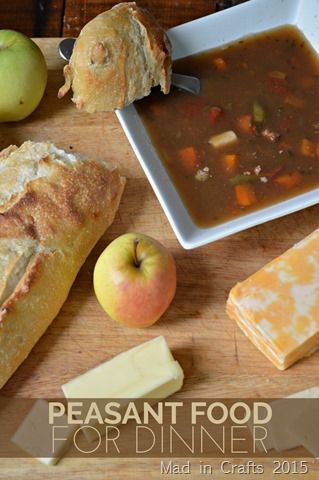 Peasant Food for Dinner | Soup, bread, cheese and fresh fruit! Peasant Soup Recipe, Medieval Foods, Beef And Mushroom Recipe, Soup Bread, Food For Dinner, Dinner Soup, Peasant Food, Easy Mediterranean Diet Recipes, Bread Cheese