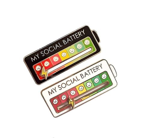 My Social Battery, Social Battery, Extroverted Introvert, Battery Indicator, Enamel Lapel Pin, Metal Pins, Lightning Bolt, Student Gifts, Stylish Jewelry