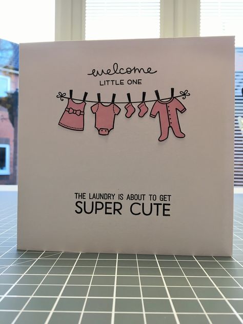 Handmade Welcome Baby card for a girl using Lawn Fawn Little Bundle and MFT Welcome Baby stamps and dies. Baby Shower Cards Handmade, Welcome Home Cards, Diy Gifts Videos, Baby Name Reveal, Name Reveal, Welcome Baby Cards, Baby Cards Handmade, Card Design Handmade