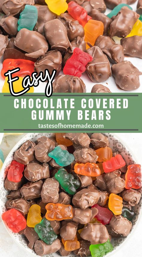 Chocolate Gummy Bears Recipe, How To Make Chocolate Covered Gummy Bears, Gummy Bear Desserts, Chocolate Covered Snacks Ideas, Chocolate Covered Gummy Bears Recipe, Chocolate Covered Pickles, Chocolate Gummy Bears, Gummy Bear Recipe, Toddler Treats