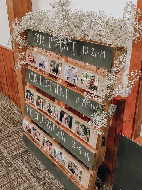 Pallet Projects Wedding Receptions, Pallet Memory Board Wedding, Pallets Wedding Decor, Pallet Board Wedding Signs, Diy Wedding Wood Projects, Pallet Diy Wedding, Wedding Wooden Pallet Ideas, Diy Rustic Boho Wedding Decor, Diy Pallet Wedding Decor