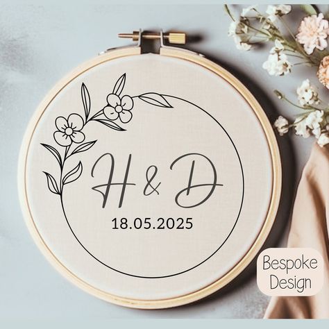 Craft a personalized anniversary, wedding, or engagement hand embroidery pattern.  Just tell us your desired message in the "personalization box" and we'll email your ready-to-stitch PDF pattern within 48 hours. I often deliver even faster, but please consider time differences as I'm based in Europe.  Your pattern will be available in five hoop sizes, perfect for creating unique and meaningful hoop art.  
.#embroideredwedding #DIYembroidery #handmadewedding #embroideryinspiration #weddingcrafts Couples Embroidery, Engagement Hand, Wedding Embroidery Hoop, Wedding Kit, Wedding Embroidery, Wedding Initials, Wedding Gifts For Bride, Embroidered Wedding, Perfect Wedding Gift