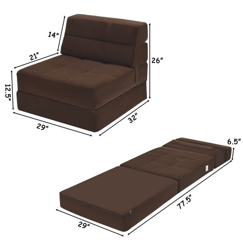 Amazon.com: Casart Sofa Bed Tri-Fold Portable Sleeper Folding Memory Foam W/Washable Cover Guest Chaise Lounge Padded Cushion Guest Sleeper Chair (Coffee): Kitchen & Dining Couch Foam, Chair Flip, Modern Futon, Living Room Furniture Styles, Floor Couch, Dorm Living Room, Foam Sofa, Bed Floor, Dorm Living