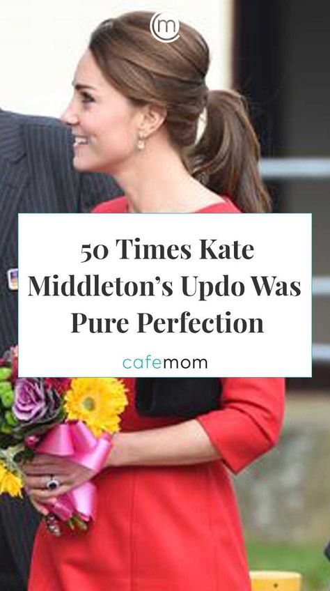 50 Kate Middleton Updos | CafeMom.com Kate Middleton Updos, Kate Middleton Updo, White Ombre Hair, Icy Hair, Festive Hair, Unconventional Beauty, Pin Curl, Kate Middleton Hair, Updo Hairstyle