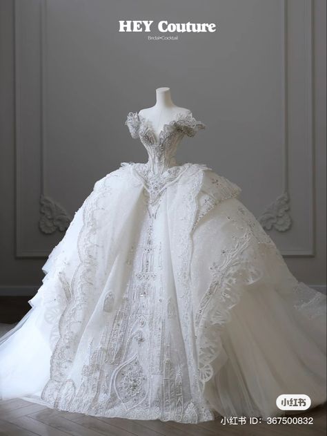 #fashion #dress #dresses #aesthetic Hey Couture Dress, Hey Couture Wedding Dress, Hey Couture, Rapunzel Wedding, Korean Wedding Dress, Queen Wedding Dress, Royal Wedding Gowns, Big Wedding Dresses, Fairy Wedding Dress