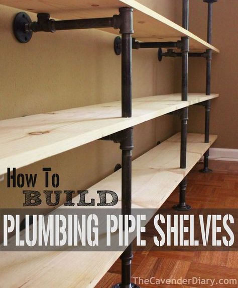 How to Build Plumbing Pipe Shelves from the Cavender Diary                                                                                                                                                                                 More Plumbing Pipe Shelves, Diy Pipe Shelves, Pantry Laundry Room, Plumbing Pipe Furniture, Diy Regal, Garage Storage Shelves, Diy Pipe, Pipe Furniture, Garage Shelving