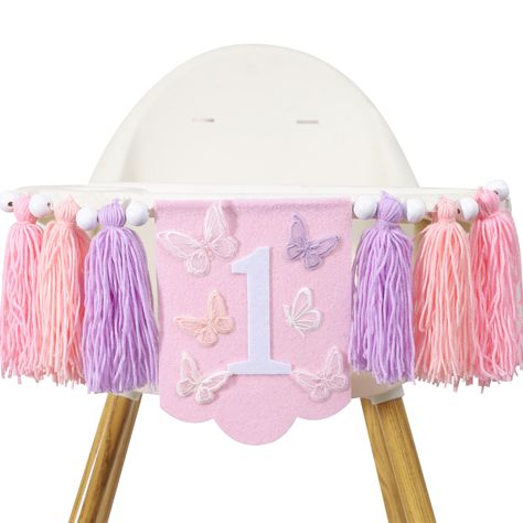 PRICES MAY VARY. PERFECT FOR BUTTERFLY FIRST BIRTHDAY - Celebrate your little girl's milestone with our enchanting Butterfly 1st Birthday High Chair Banner! Adorned with fairy butterfly illustrations in delightful pink and purple tones, this banner adds a magical touch to your little one butterfly, fairy pr spring theme 1st birthday party. IRRESISTIBLY DREAMLIKE DESIGN - Crafted with love and attention to detail, this highchair banner features a charming butterfly theme that is sure to capture h Fairy Birthday Party Decorations Diy, Butterfly Kisses And Birthday Wishes First Birthday, Unicorn Birthday Party 1st Bday, 1st Bday Butterfly Theme, My First Era Birthday Taylor Swift, 1st Butterfly Birthday Party, One Year Old Butterfly Party, Fairy First Birthday Table Decor, Lavender First Birthday Party