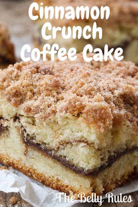 Cinnamon Crunch Coffee Cake - My Recipe Magic #dessert #quick #easy #breakfast Coffee Cake Recipes Easy, Cinnamon Crunch, Cinnamon Coffee Cake, Sour Cream Coffee Cake, Crunch Cake, Torte Cupcake, Dessert Simple, Cinnamon Coffee, Easy Cinnamon