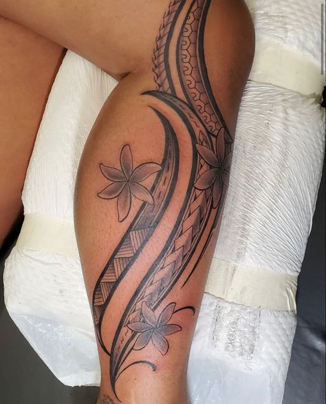 Hawaiian Leg Tattoos For Women, Polynesian Leg Tattoos Women, Islander Tattoos For Women, Island Tattoos, Poly Tattoo, Guam Tattoo, Polynesian Leg Tattoo, Samoan Designs, Polynesian Tattoos Women