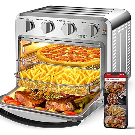 Geek Chef Air Fryer Toaster Oven Combo,16QT Convection Ovens Countertop, 4 Slice Toaster, 9-inch Pizza, with Warm, Broil, Toast, Bake, Air Fry, Oil-Free, 100+ Online Video Recipes & Accessories Air Fryer Toaster Oven, 4 Slice Toaster, Making French Fries, Countertop Oven, Oven Canning, Air Frying, Convection Oven, Air Fry, Toaster Oven