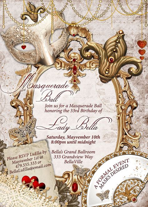 Masquerade Invitation Mardi Gras Invitation by BellaLuElla on Etsy Masquerade Centerpieces, Mascarade Party, Mardi Gras Invitations, Masquerade Invitations, Masquerade Party Invitations, Masquerade Party Decorations, Masquerade Ball Party, Mardi Gras Centerpieces, Masquerade Theme