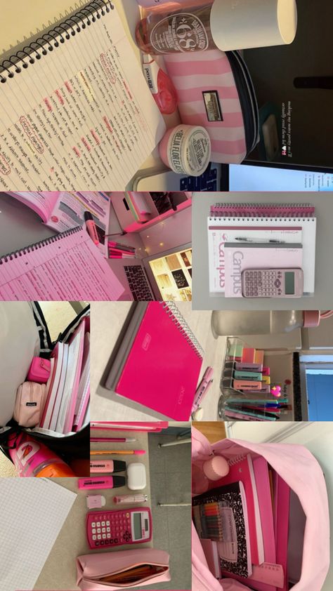 Pink School Supplies, School Supplies Aesthetic, Nursing School Inspiration, Supplies Aesthetic, School Backpack Essentials, School Routine For Teens, Pretty School Supplies, School Study Ideas, School Goals