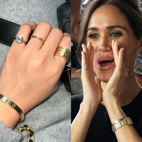 Linda Martínez | I found this pinky ring on eBay and it’s perfect! Meghan has been wore this ring for a while. ✨ ⠀⠀⠀⠀⠀⠀⠀⠀⠀ #pinkyring #meghanmarkle... | Instagram Cartier Pinky Ring, Blake Lively Ring, Diamond Pinky Ring, Celebrity Rings, Pinky Rings, Ring Inspo, Celtic Wedding, Jewelry Accessories Ideas, Accessories Ideas