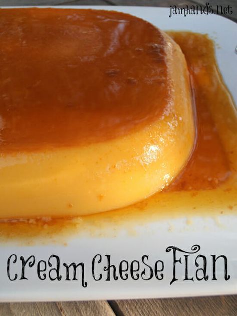 Cream Cheese Flan - Jam Hands Yummy Kitchen Recipes, Flan With Cream Cheese, Cream Cheese Flan Recipe, Cheese Flan Recipe, Easy Flan, Cream Cheese Flan, Cheese Flan, Flan Cake, Flan Recipe