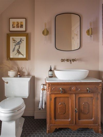 Christine Flynn Redecorated Her Prince Edward County Home from the Ground Up… Literally Blush Pink Bathroom, 1920s House, Prince Edward County, Bedroom Renovation, Pink Bathroom, Prince Edward, Vintage Bathroom, Home Remodel, Cheap Decor