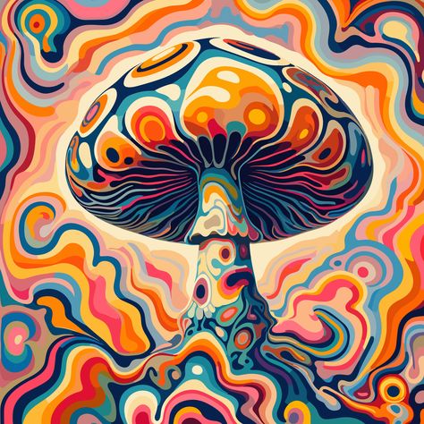 Fungi Dreamscape Bright Mushroom Art, Mishroom Artwork, Mushroom Art Colorful, Mushroom Psychedelique Art, Mushroom Magic Art, Colorful Fantasy Art, Mushroom Abstract Art, Abstract Mushroom Painting, Pshycadelic Art