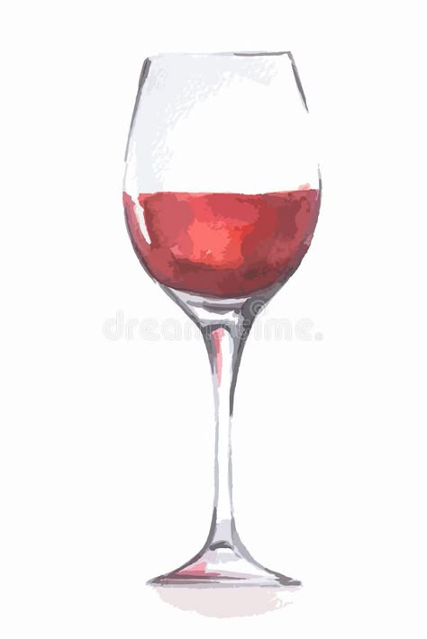 Vine Glass Drawings, Vine Glasses Drinks, Wine Glass Watercolor Painting, Watercolour Wine Glass Painting, Wine Glass Drawing Simple, Drink Art Drawing, Red Wine Painting, Wine Glass Art Paintings, Watercolor Wine Glass Painting