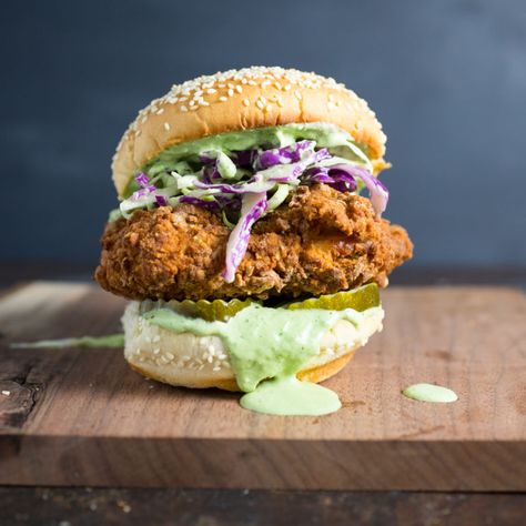 Ultimate Fried Chicken Sandwich with Basil Green Goddess Slaw Fried Chicken Brine, Fried Chicken Burger, Making Fried Chicken, Tender Meat, Chicken Sandwiches, Fried Chicken Sandwich, Chicken Burger, Southern Fried Chicken, Slaw Recipes