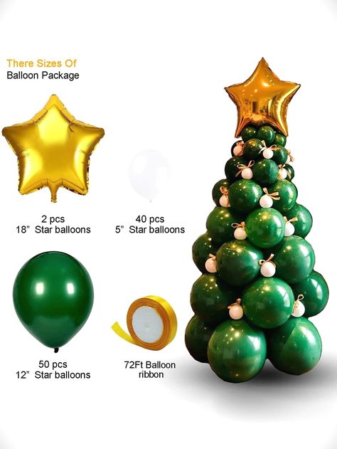 Design Balloon, Christmas Balloon Decorations, Deco Ballon, Alternative Christmas, Alternative Christmas Tree, Green Balloon, Birthday Balloon Decorations, Christmas Balloons, Handmade Christmas Tree