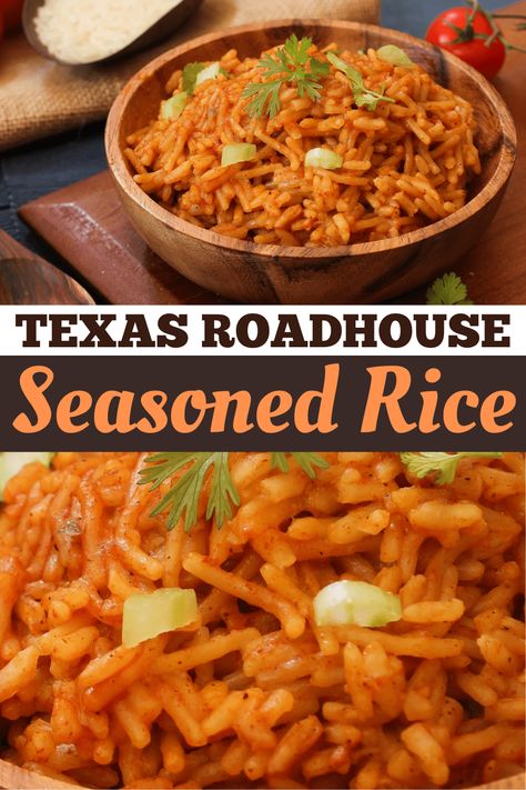 This copycat recipe for Texas Roadhouse seasoned rice is so easy and so good! Skip boxed rice and make this tasty homemade dish instead. Great Rice Recipes, Boxed Rice Recipes, Rice Recipe Side Dish, Rice And Meat Dishes, Texas Road House Seasoned Rice, How To Make Seasoned Rice, Tasty Rice Dishes, Seasonings For Rice, Texas Roadhouse Seasoned Rice Recipe